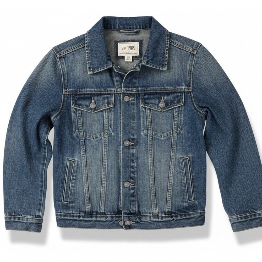 The Place Est 1989 Denim Jacket Blue Classic Trucker Style Girls Large (10/12)